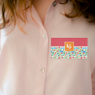 Badge D'identification Monogramme stylé d'été amusant