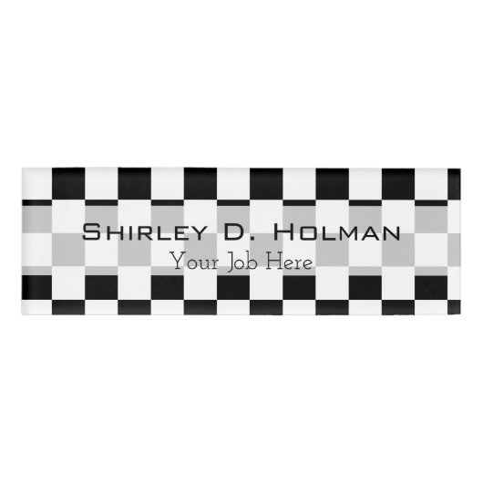 Badge D'identification Motif Checkered noir et blanc (Devant)