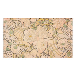 Badge D'identification Motif classique Art nouveau de jardin de pivoines