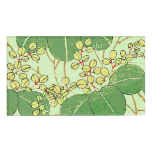 Badge D'identification Motif d'art botanique floral de la feuille japonai