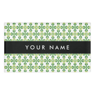 Badge D'identification Motif de feuille, Feuilles vertes, Votre nom