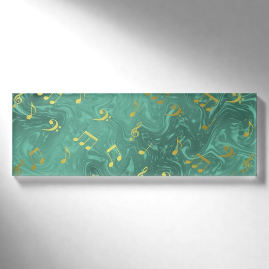 Badge D'identification motif de notes de musique dorées (Devant)