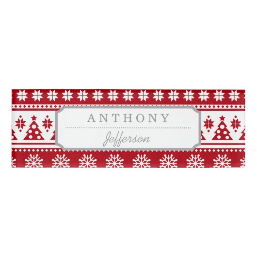 Badge D'identification Motif des cerfs et des arbres rouges et blancs de  (Devant)