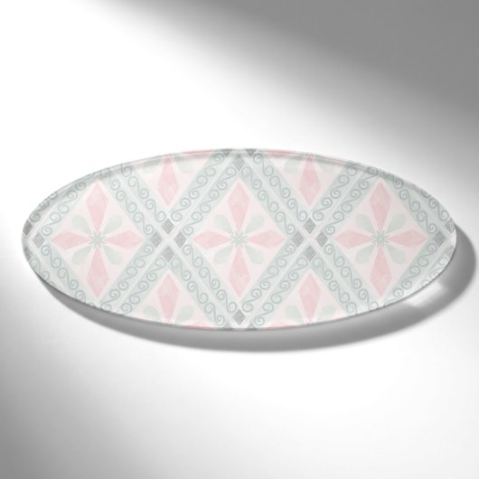 Badge D'identification Motif diamant pastel vert et rose (Devant)