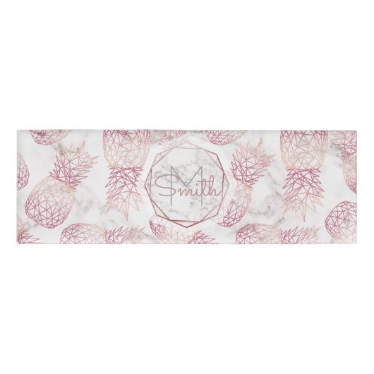 Badge D'identification Motif en marbre d'ananas rose en or géométrique (Devant)