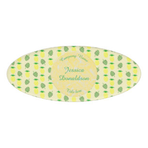 Badge D'identification Motif Feuille d'ananas et de palmiers tropicaux d'