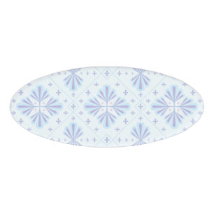Badge D'identification Motif géométrique floral bleu pastel répétitif