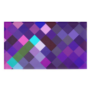 Badge D'identification Motif Pixelé - Violet