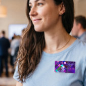 Badge D'identification Motif Pixelé - Violet