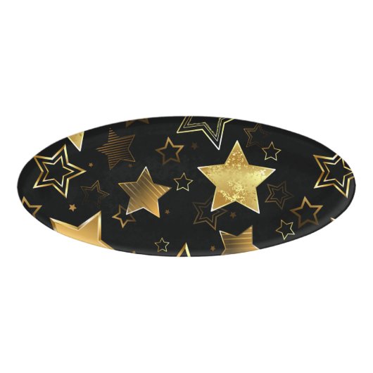 Badge D'identification Motif sans couture avec étoiles d'or (Devant)
