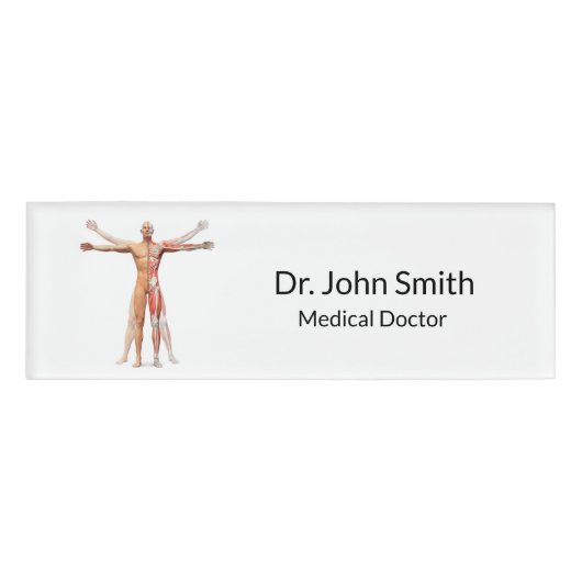 Badge D'identification Muscles squelettes du corps humain Médicale - Nom (Devant)