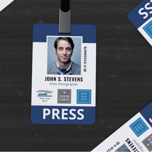 Badge d'identification Navy Blue 3 Logos Press