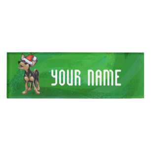 Badge D'identification Noël Chihuahua sur vert
