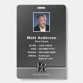 Badge d'identification noir argent gris chic moder (Avant)