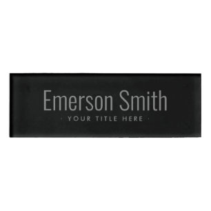 Badge D'identification Noir élégant moderne professionnel magnétique