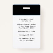 Badge d'identification noir personnalisé avec phot (Dos)