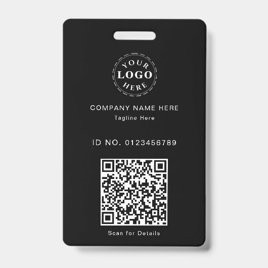 Badge d'identification noir personnalisé élégant – (Avant)