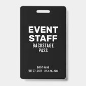 Badge d'identification noir pour personnel de scèn (Avant)