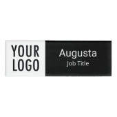 Badge D'identification Nom acrylique noir et blanc Balise Logo Profession (Devant)