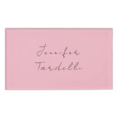 Badge D'identification Nom de calligraphie professionnel rose clair fémin (Devant)
