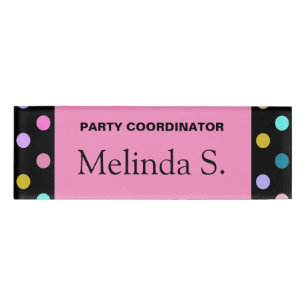 Badge D'identification Nom de la partie des points de confettis rose pâle