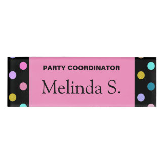 Badge D'identification Nom de la partie des points de confettis rose pâle