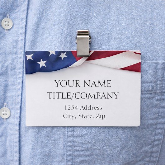 Badge D'identification Nom de votre entreprise Drapeau américain