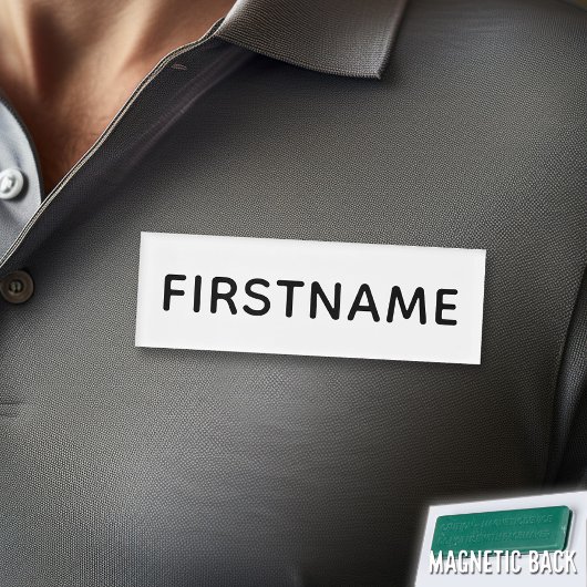 Badge D'identification Nom et titre personnalisés de base - noir et blanc