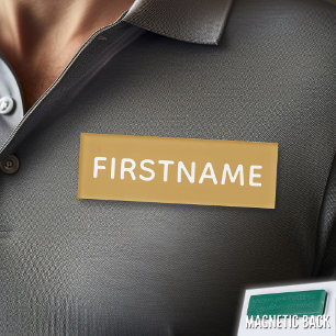 Badge D'identification Nom et titre personnalisés de base - or et blanc