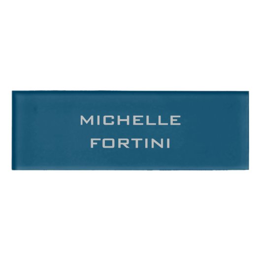 Badge D'identification Nom lisible moderne bleu océan clair (Devant)