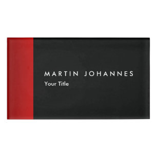 Badge D'identification Nom minimaliste titre noir rouge professionnel