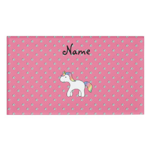 Badge D'identification Nom personnalisé bébé licorne diamants roses