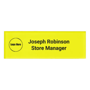 Badge D'identification Nom personnalisé Logo Logo Néon Jaune