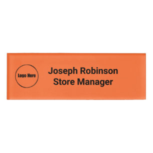 Badge D'identification Nom personnalisé Titre Logo Burnt Orange