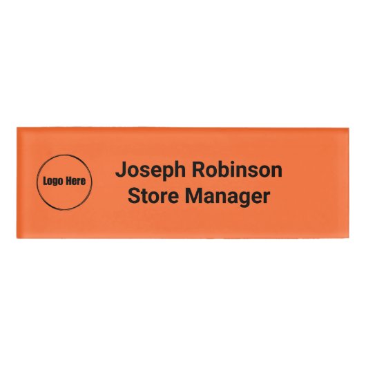 Badge D'identification Nom personnalisé Titre Logo Burnt Orange (Devant)