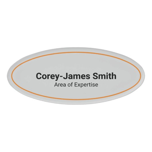 Badge D'identification Nom professionnel minimal Expertise Grey Oval (Devant)