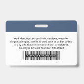 Badge d'identification nominatif pour employés d'e (Arrière)