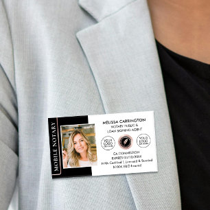 Badge D'identification Notaire Public Élégant Rose Gold Noir