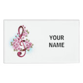 Badge D'identification Notes de clef musicale en treble avec des fleurs S (Devant)