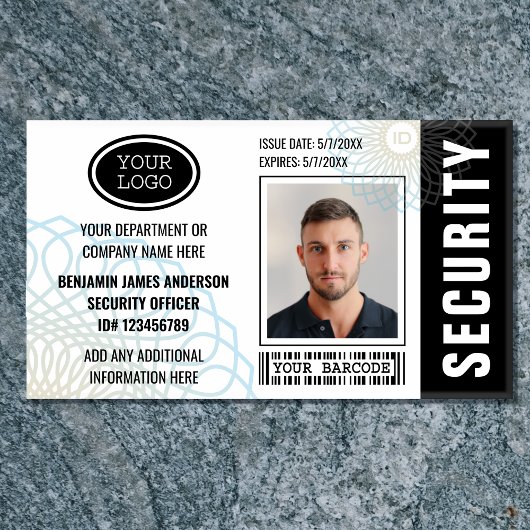 Badge D'identification Numéro de la sécurité Nom de la photo Logo Balise 