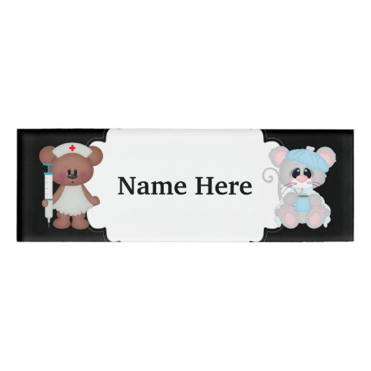 Badge D'identification Nurse Bear prenant soin du nom du patient (Devant)
