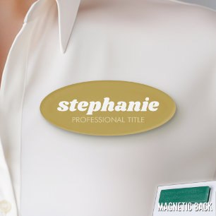 Badge D'identification Or simple avec nom de script et titre
