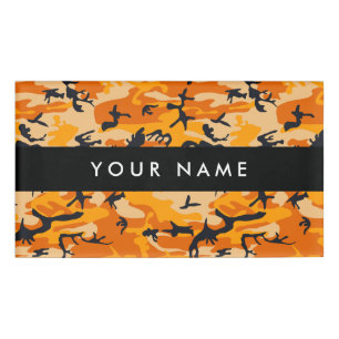 Badge D'identification Orange Camouflage Votre nom Personnalisez