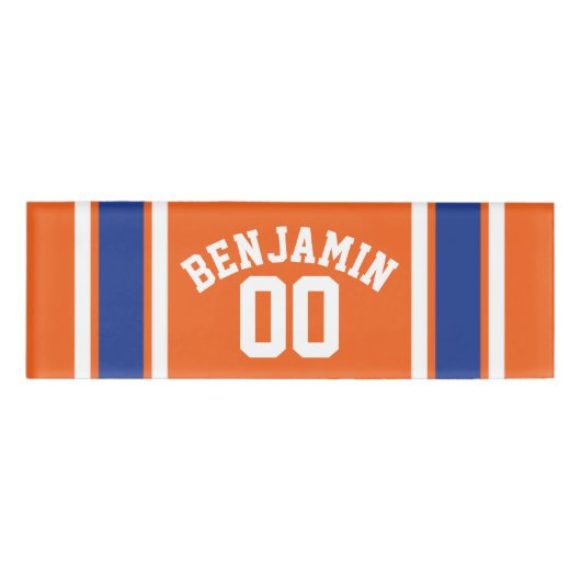 Badge D'identification Orange et Blue Sports Jersey Stripes (Devant)