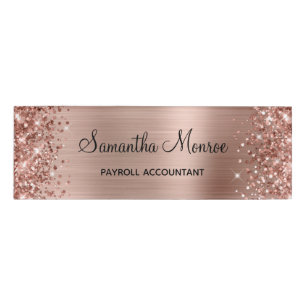 Badge D'identification Paillettes Rose Gold Foil