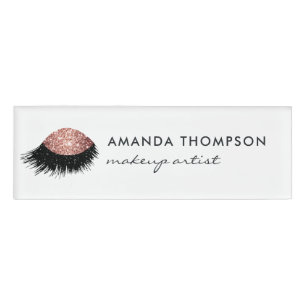 Badge D'identification Paillettes Rose Gold pour les Yeux