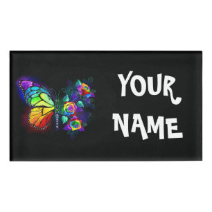 Badge D'identification Papillon arc-en-ciel