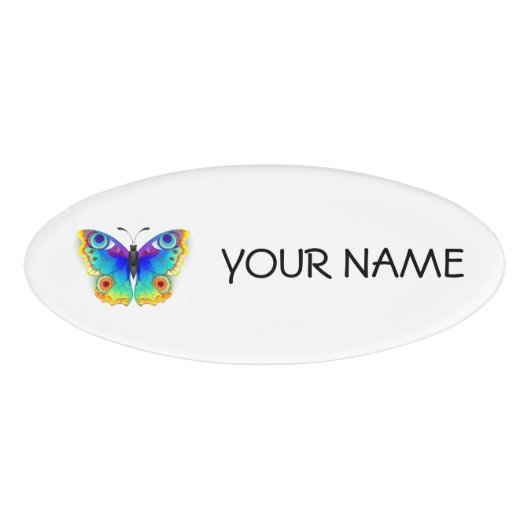 Badge D'identification Papillon Paon Arc-en-Ciel (Devant)