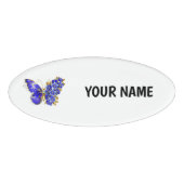 Badge D'identification Papillon saphir à fleurs (Devant)