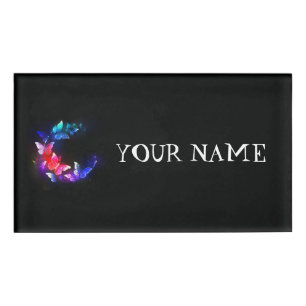 Badge D'identification Papillons de nuit Neon brillants sur arrière - pla